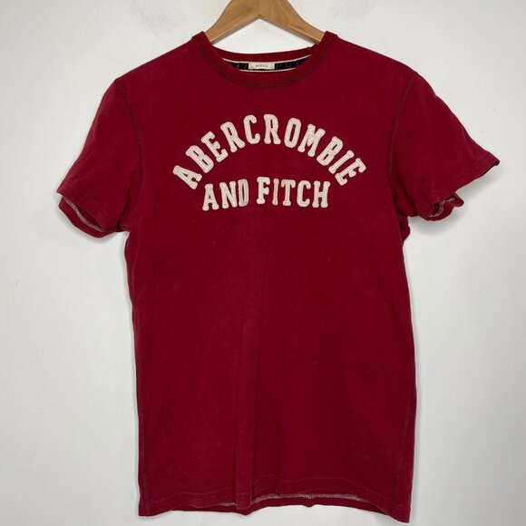 Abercrombie & Fitch Other - Abercrombie & Fitch Mens Muscle T-Shirt Red Crew Neck Spell Out Textured